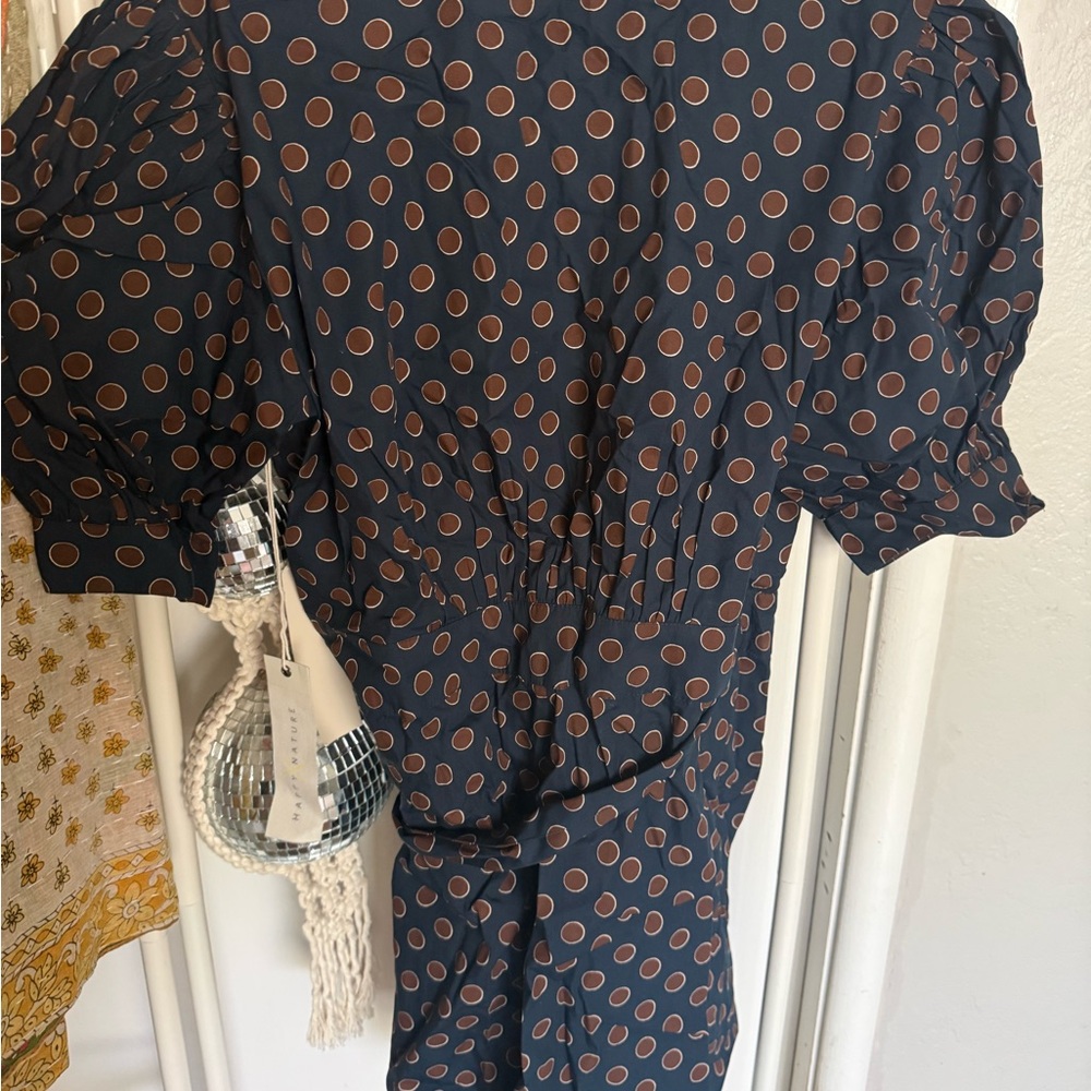 Unknown Brand Navy Wrap dress with Polka Dots - Picture 4 of 4